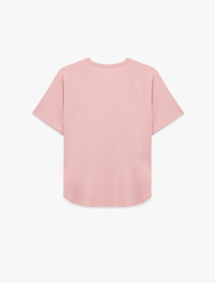  Rahat Kalıp Bisiklet Yaka Kısa Kollu Baskılı Spor Tişört