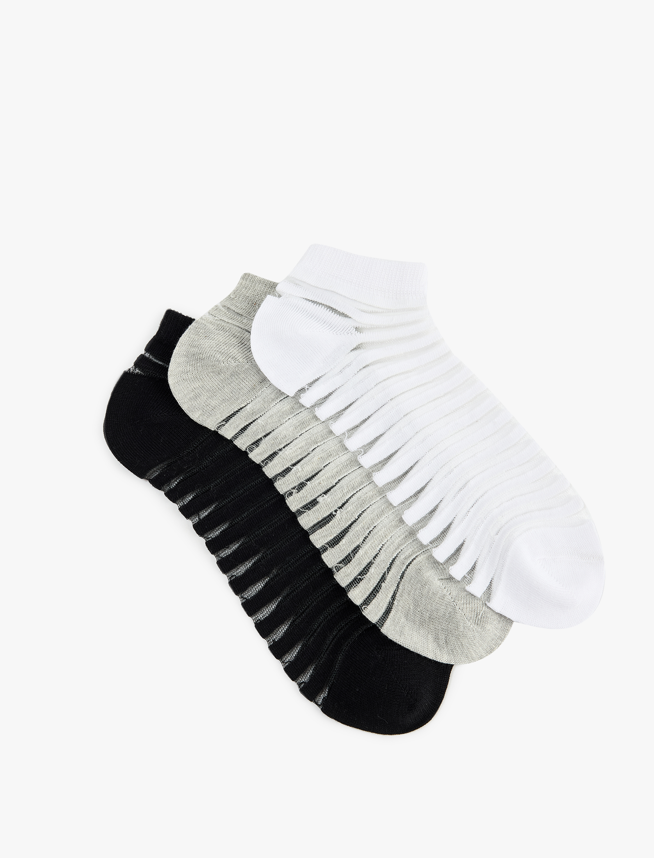  Kadın Çizgili Tül Detaylı 3'lü Patik Çorap Seti