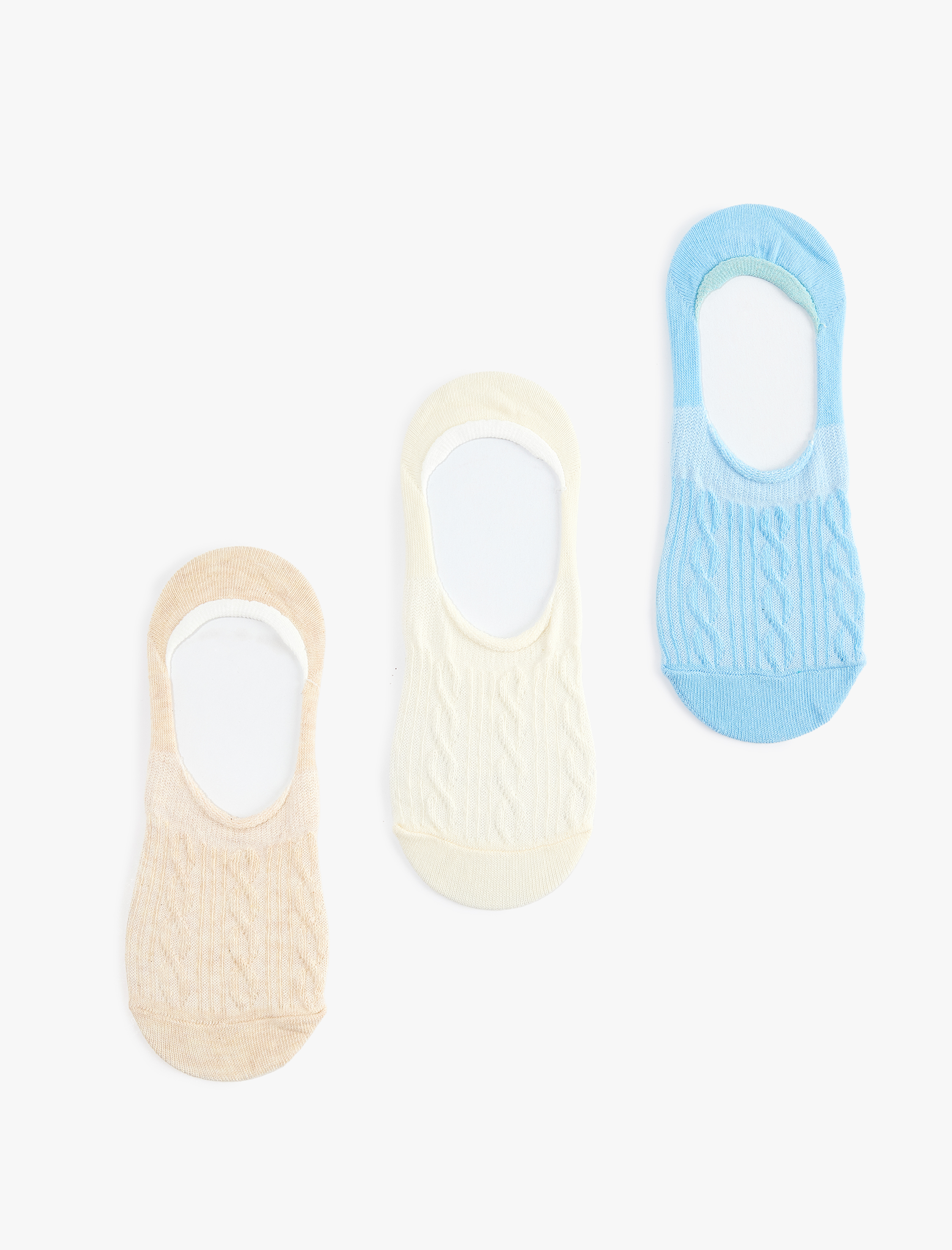  Kadın Balıksırtı Dokulu Çok Renkli 3'lü Spor Çorap Seti