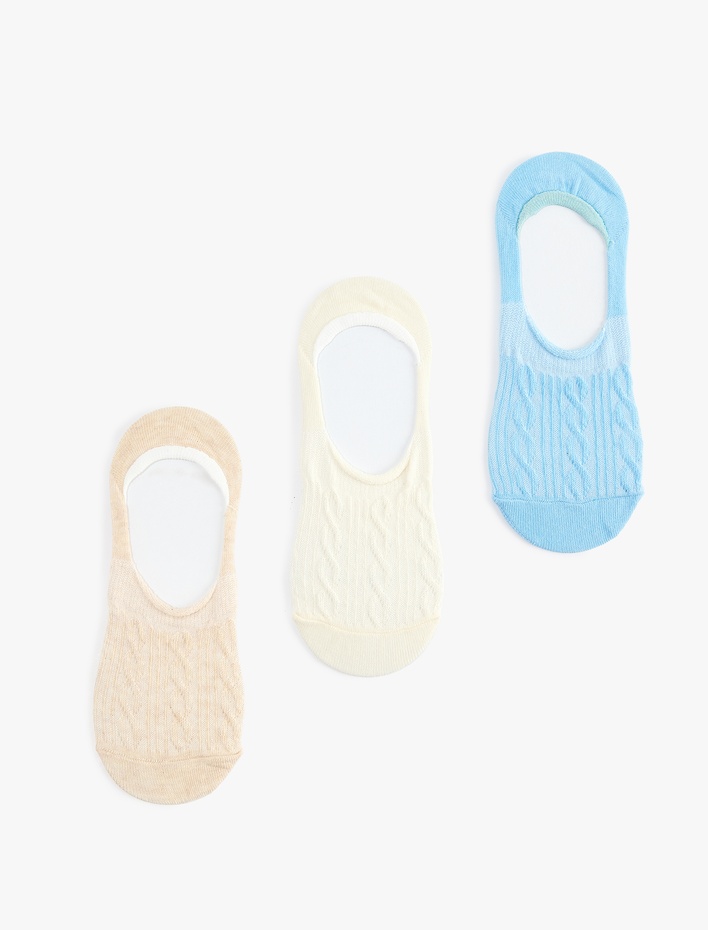 Kadın Balıksırtı Dokulu Çok Renkli 3'lü Spor Çorap Seti