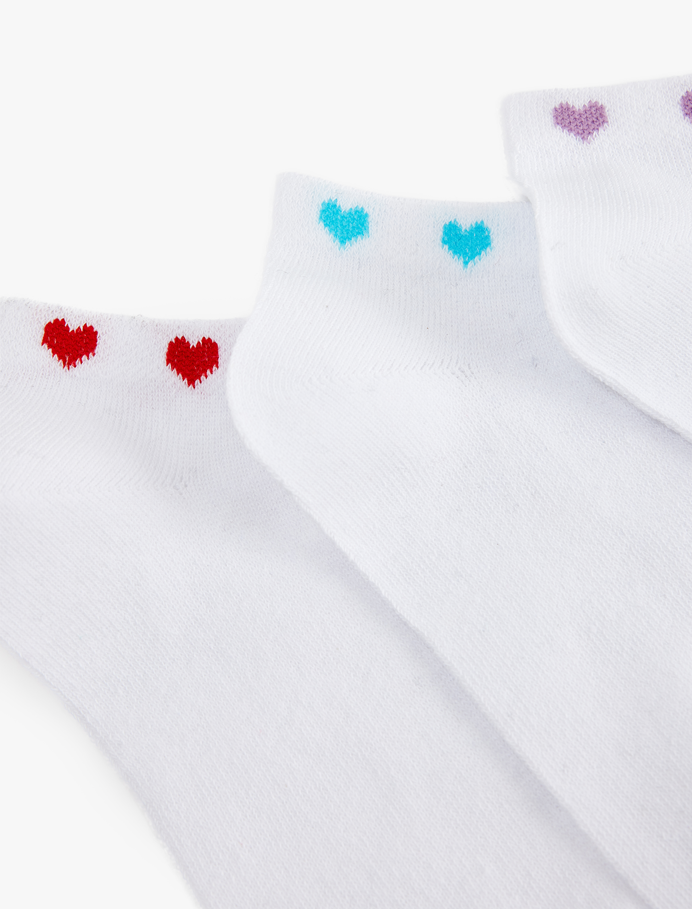  Kadın Çok Renkli Kalpli Pamuklu 3'lü Patik Çorap Seti