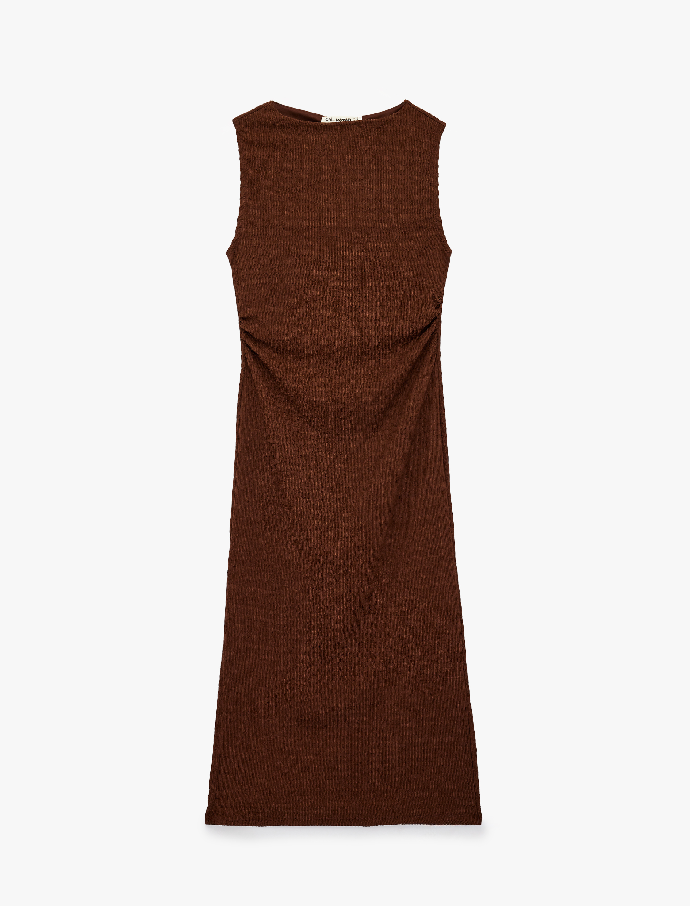   Bürümcük Kolsuz Dik Yaka Midi Bodycon Elbise