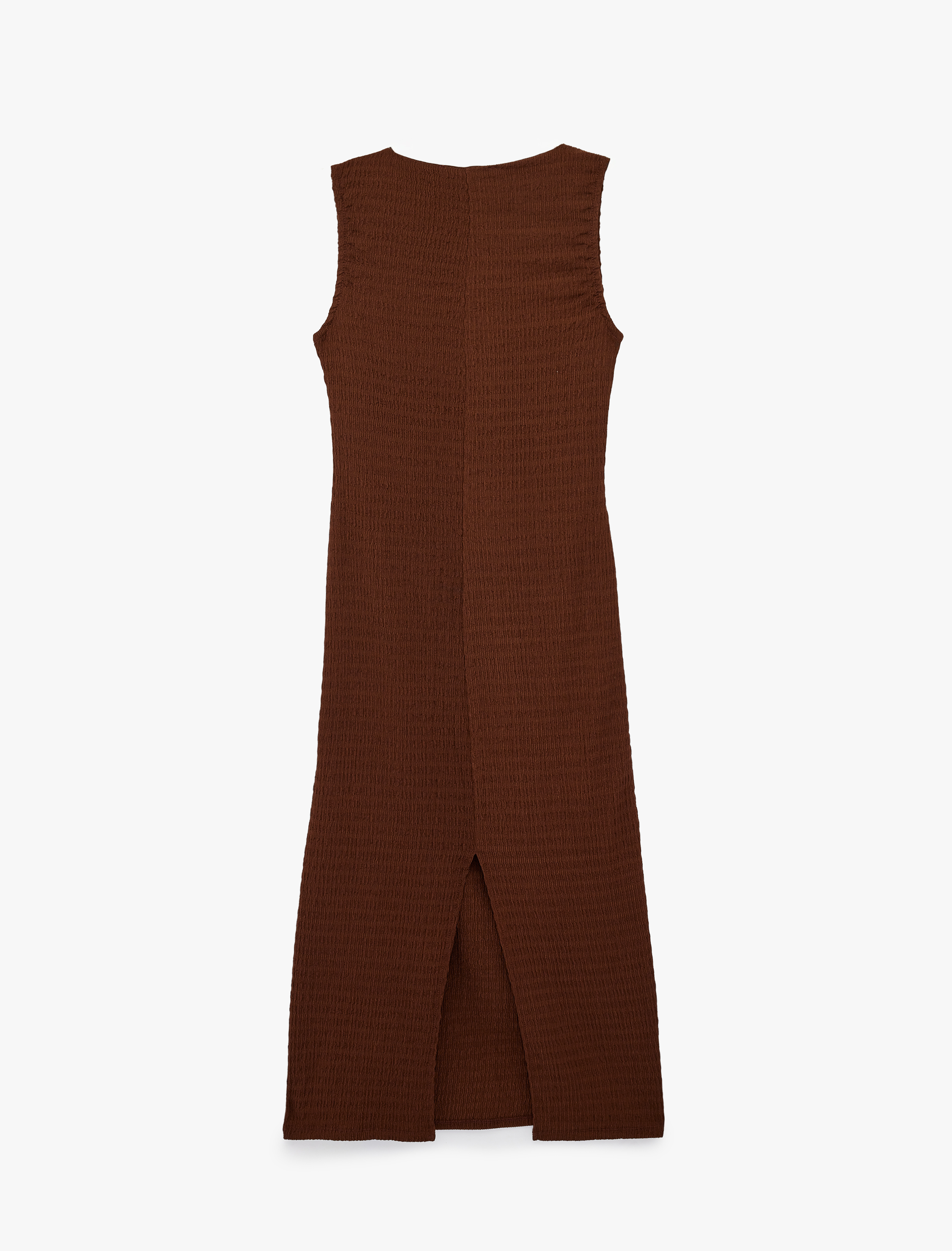   Bürümcük Kolsuz Dik Yaka Midi Bodycon Elbise