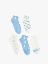 Çiçekli Pamuklu 5'li Patik Çorap Seti