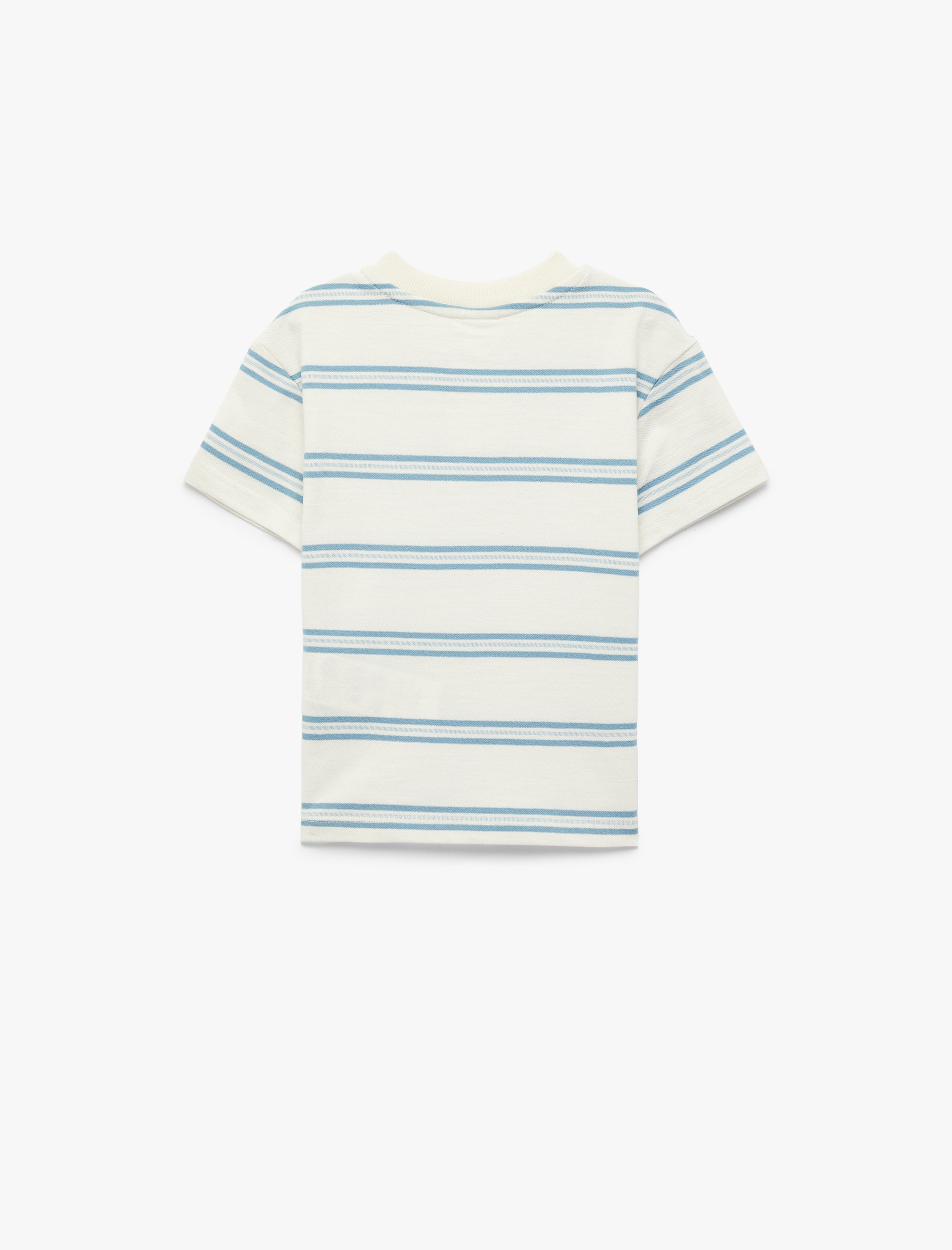  Erkek Bebek Pamuklu Düğme Detaylı Kısa Kollu Bisiklet Yaka Çizgili Tişört