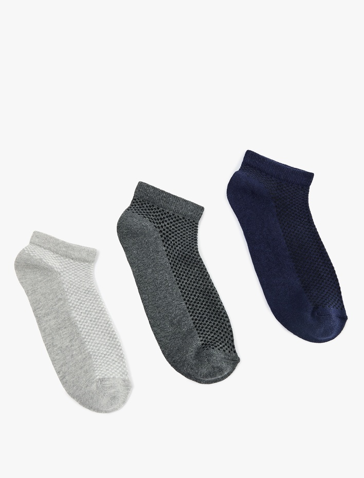 Erkek 3'lü Basic Pamuklu Patik Çorap Seti