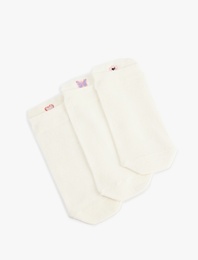 Çok Renkli İşlemeli Pamuklu 3'lü Patik Çorap Seti