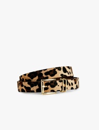 Leopar Desenli Metal Tokalı Kemer