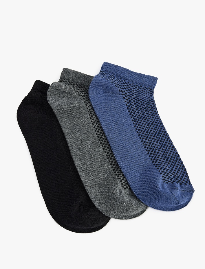 Erkek 3'lü Basic Pamuklu Patik Çorap Seti