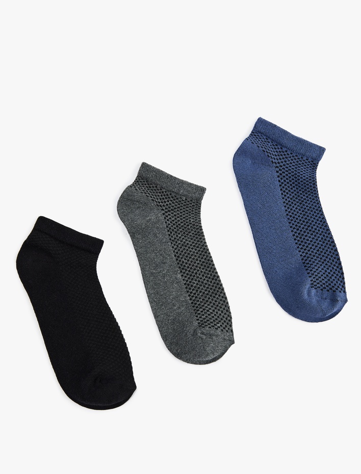 Erkek 3'lü Basic Pamuklu Patik Çorap Seti