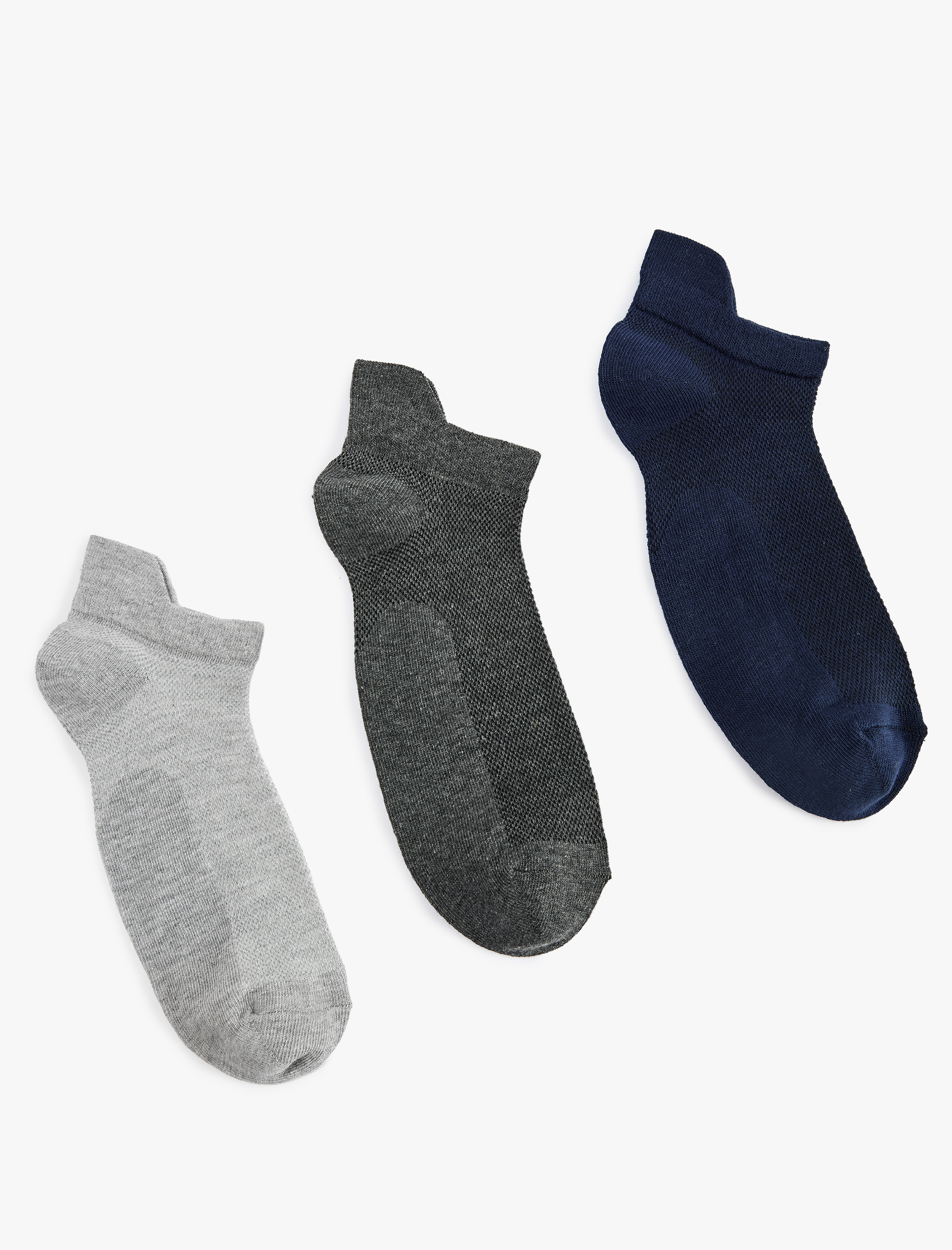  Erkek 3'lü Basic Pamuklu Patik Spor Çorabı Seti