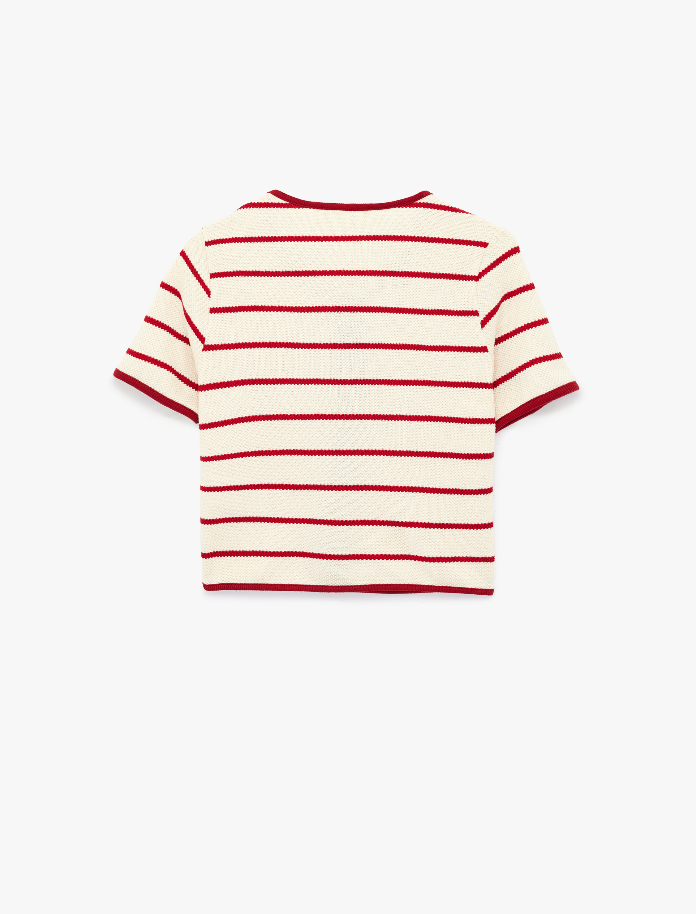   Düğmeli Kısa Kollu Bisiklet Yaka Pamuklu Hırka