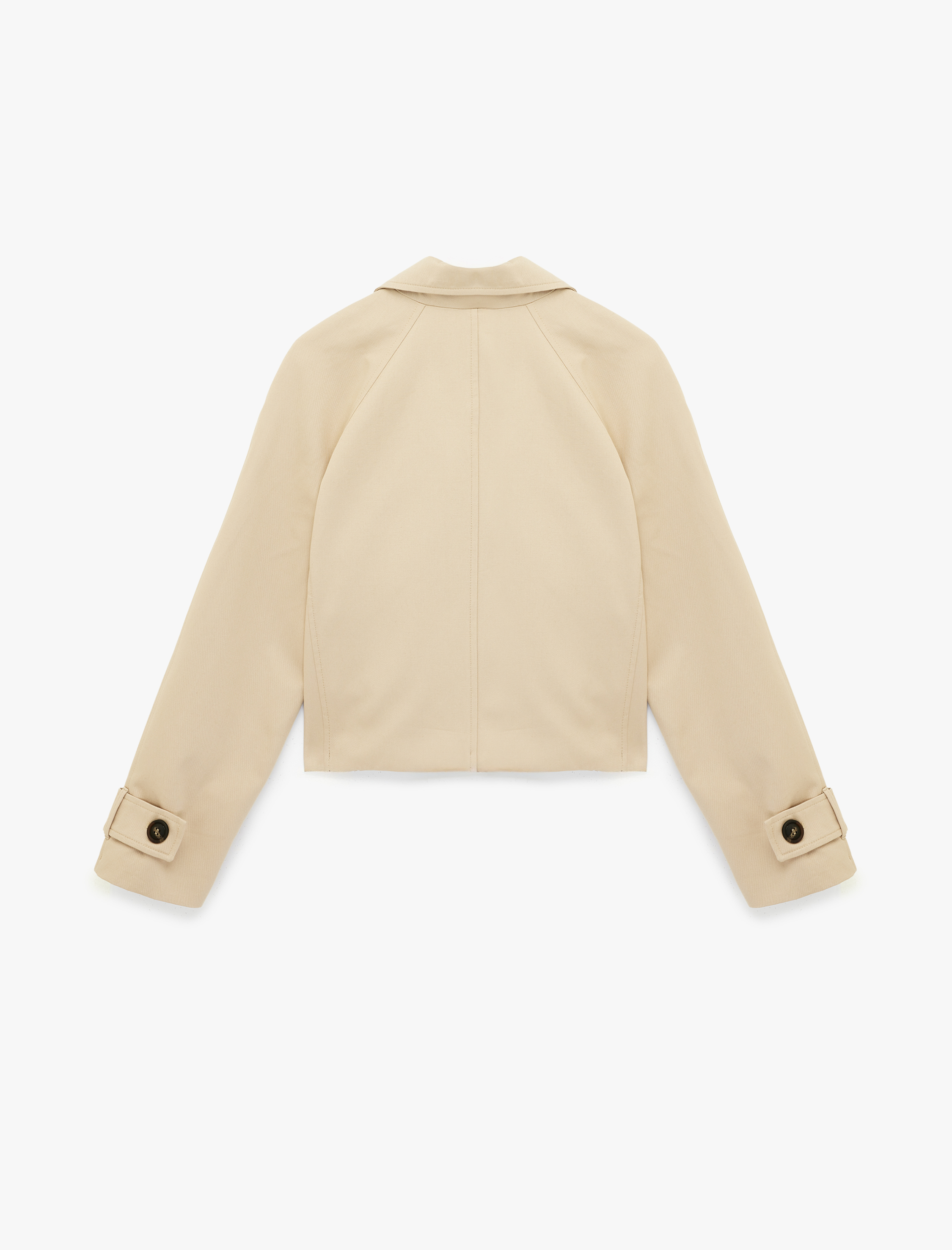   Pamuklu Uzun Kollu Düğmeli Cepli Kruvaze Kısa Gabardin Trençkot