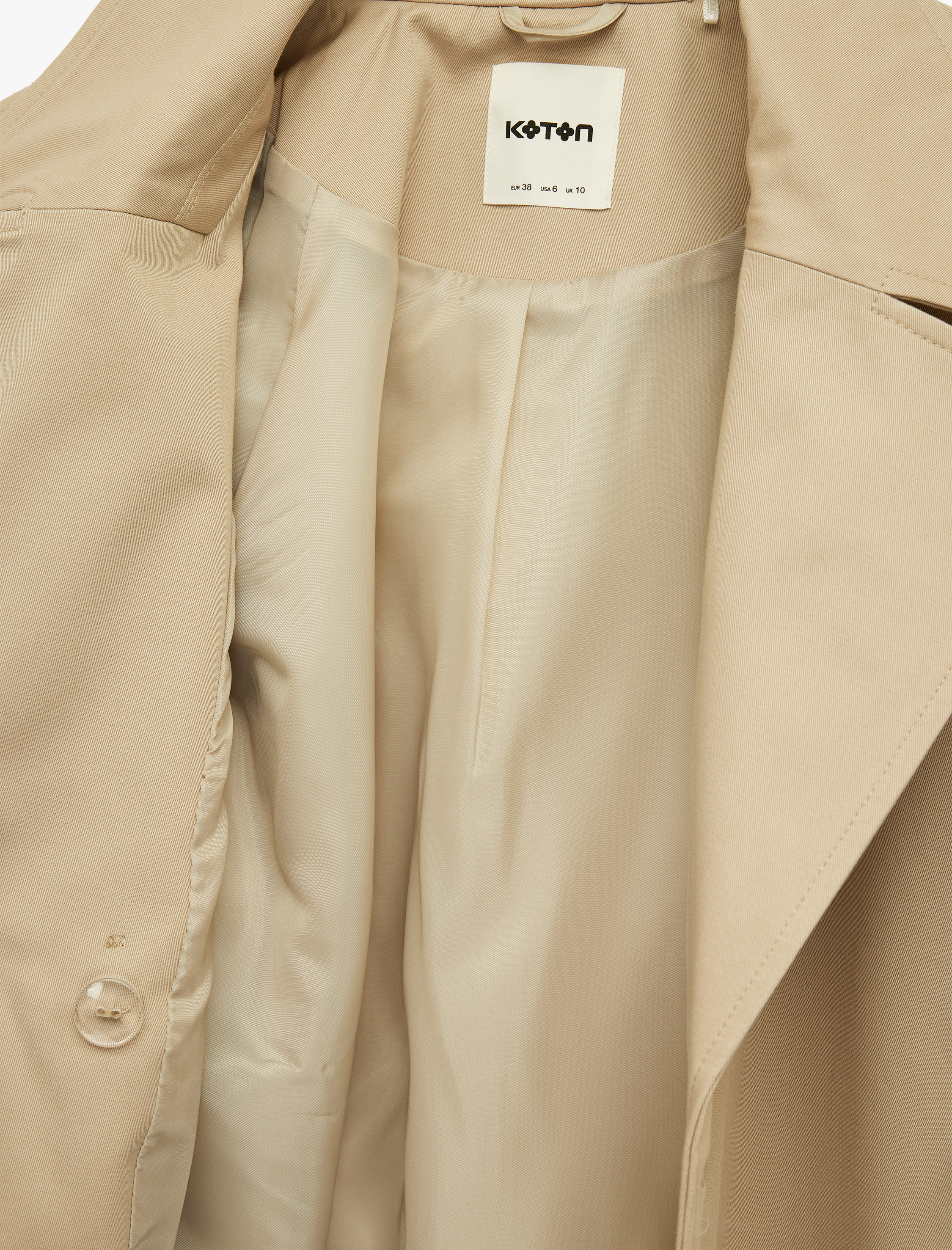   Pamuklu Uzun Kollu Düğmeli Cepli Kruvaze Kısa Gabardin Trençkot