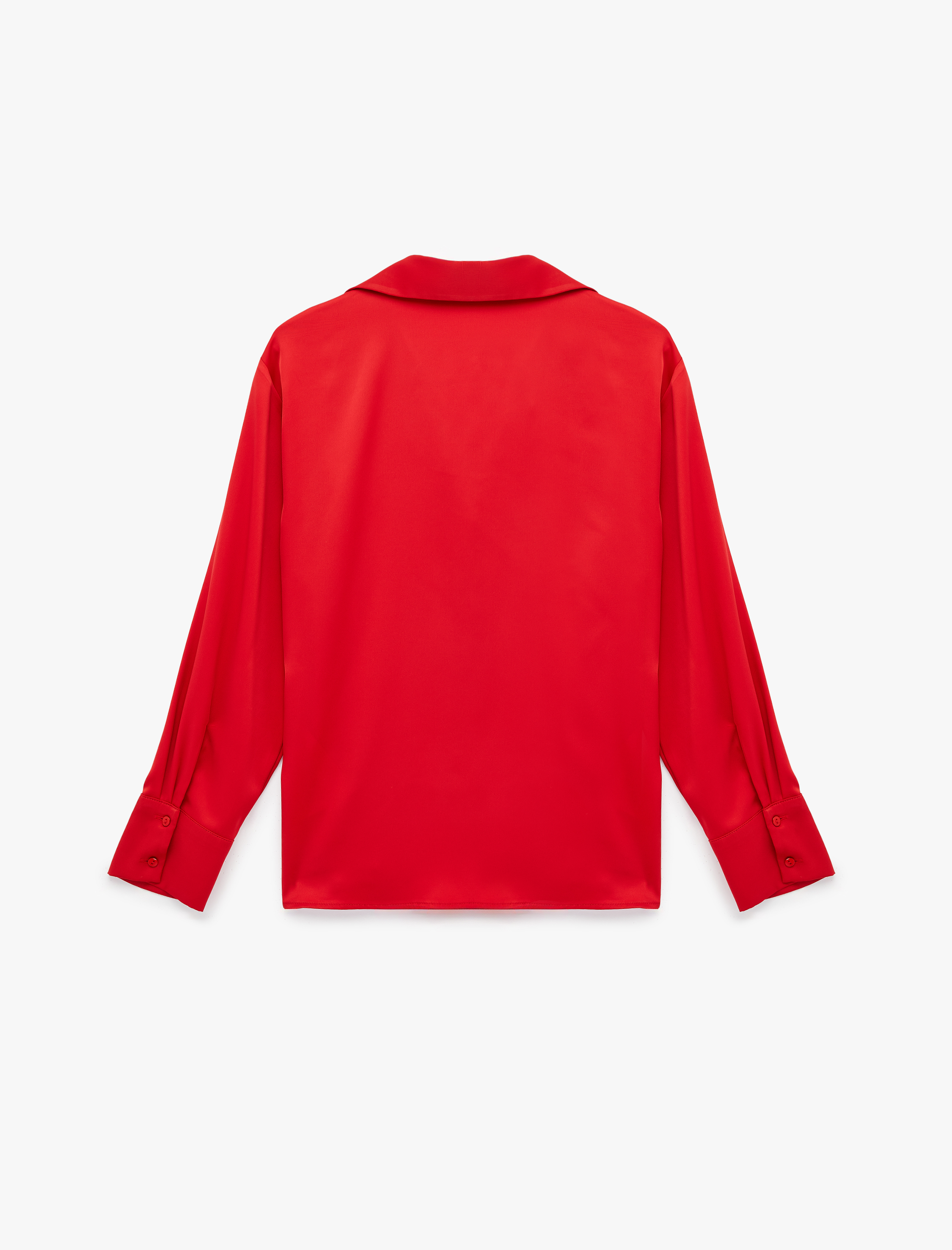   Klasik Yaka Uzun Kollu Rahat Kalıp Düğmeli Saten Gömlek