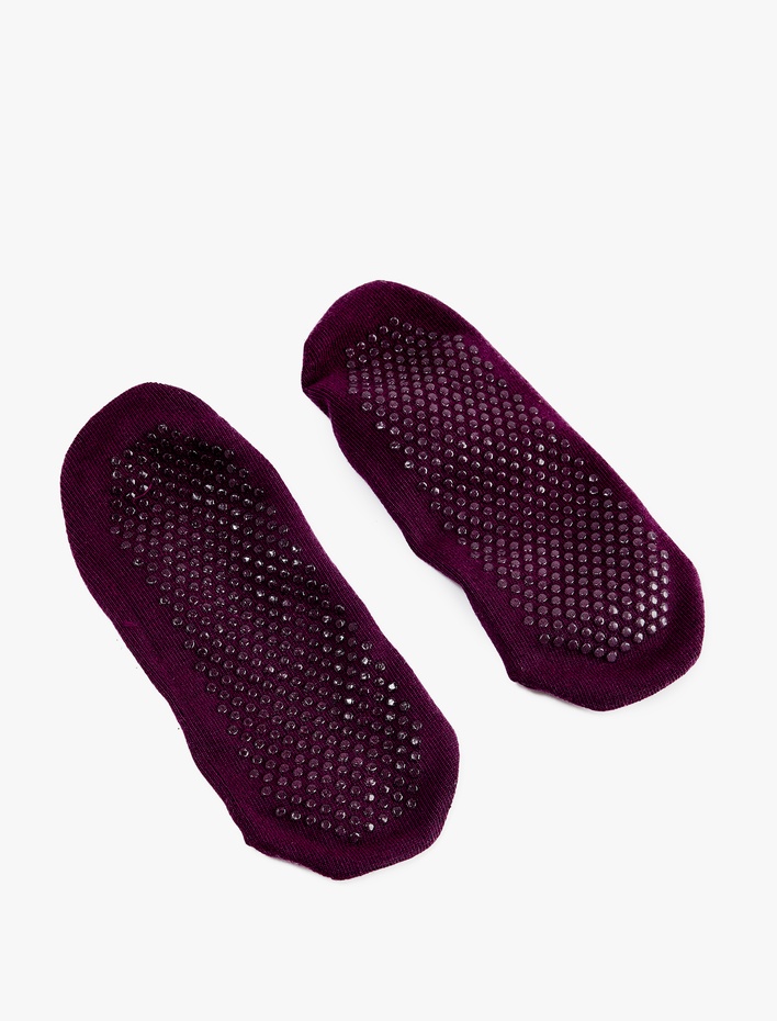 Kadın Pamuklu Lastik Detaylı Yoga Çorabı