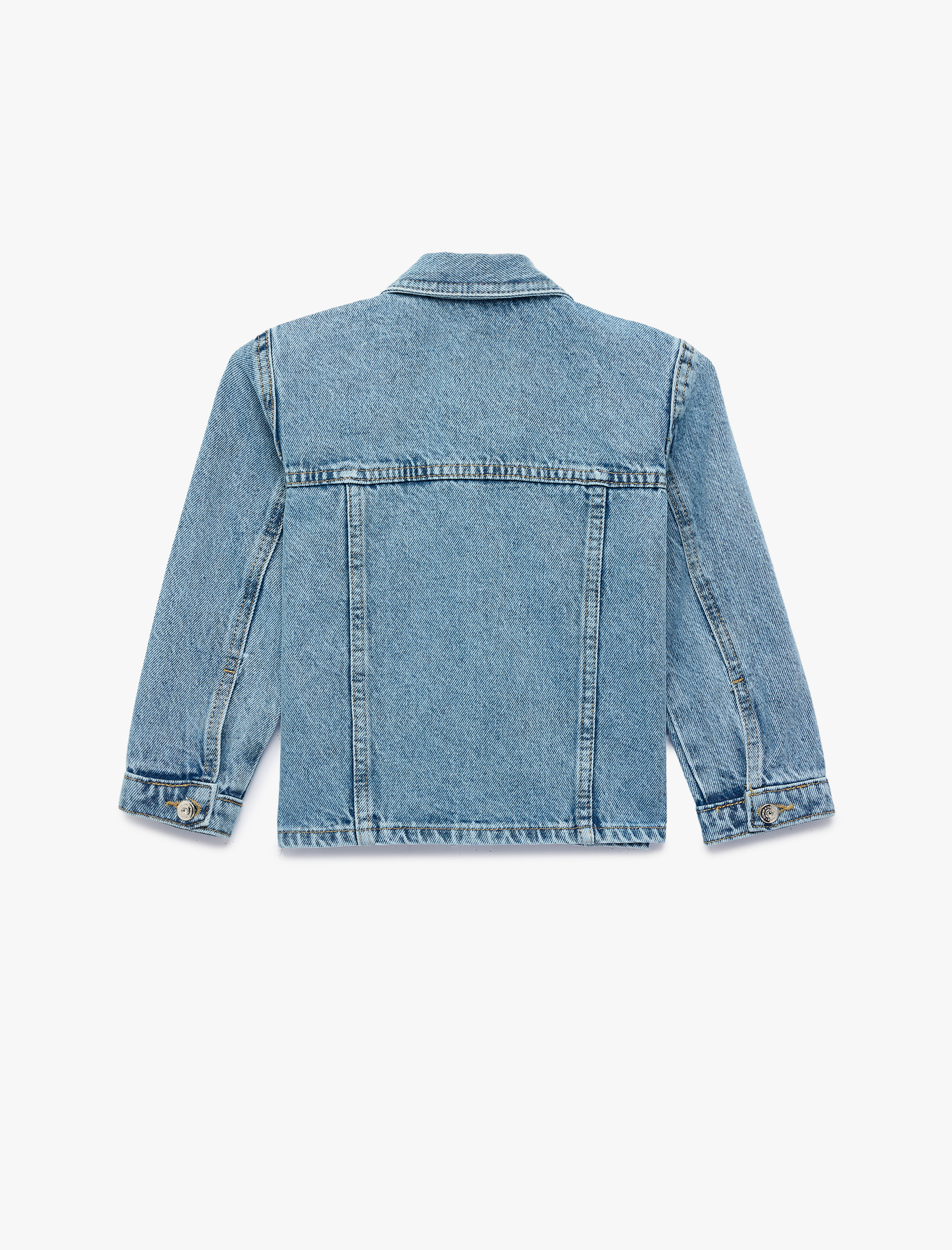  Kız Bebek Uzun Kollu Düğmeli Cepli Taş İşleme Detaylı Denim Ceket