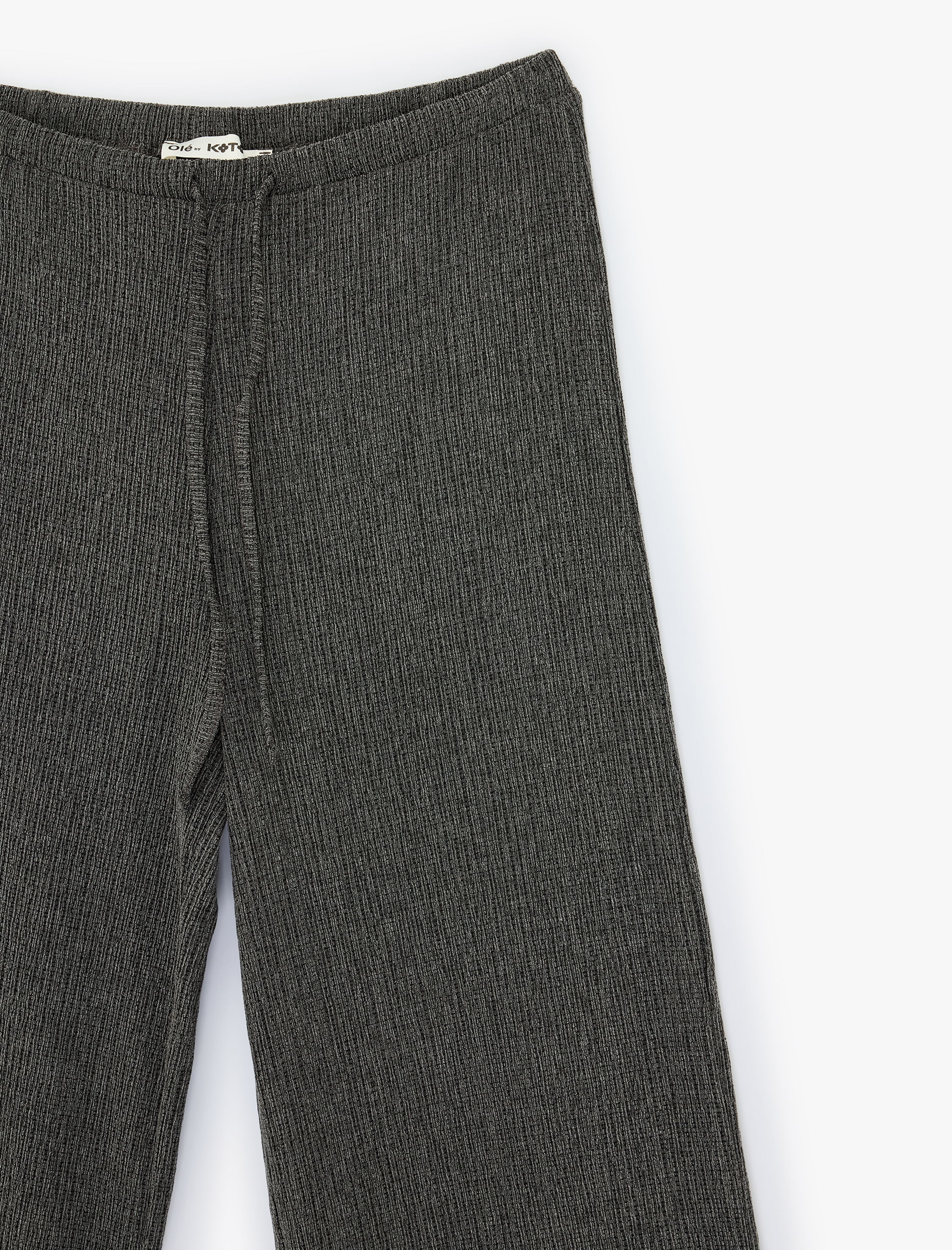   Beli Bağcıklı Geniş Paça Bürümcük Pantolon