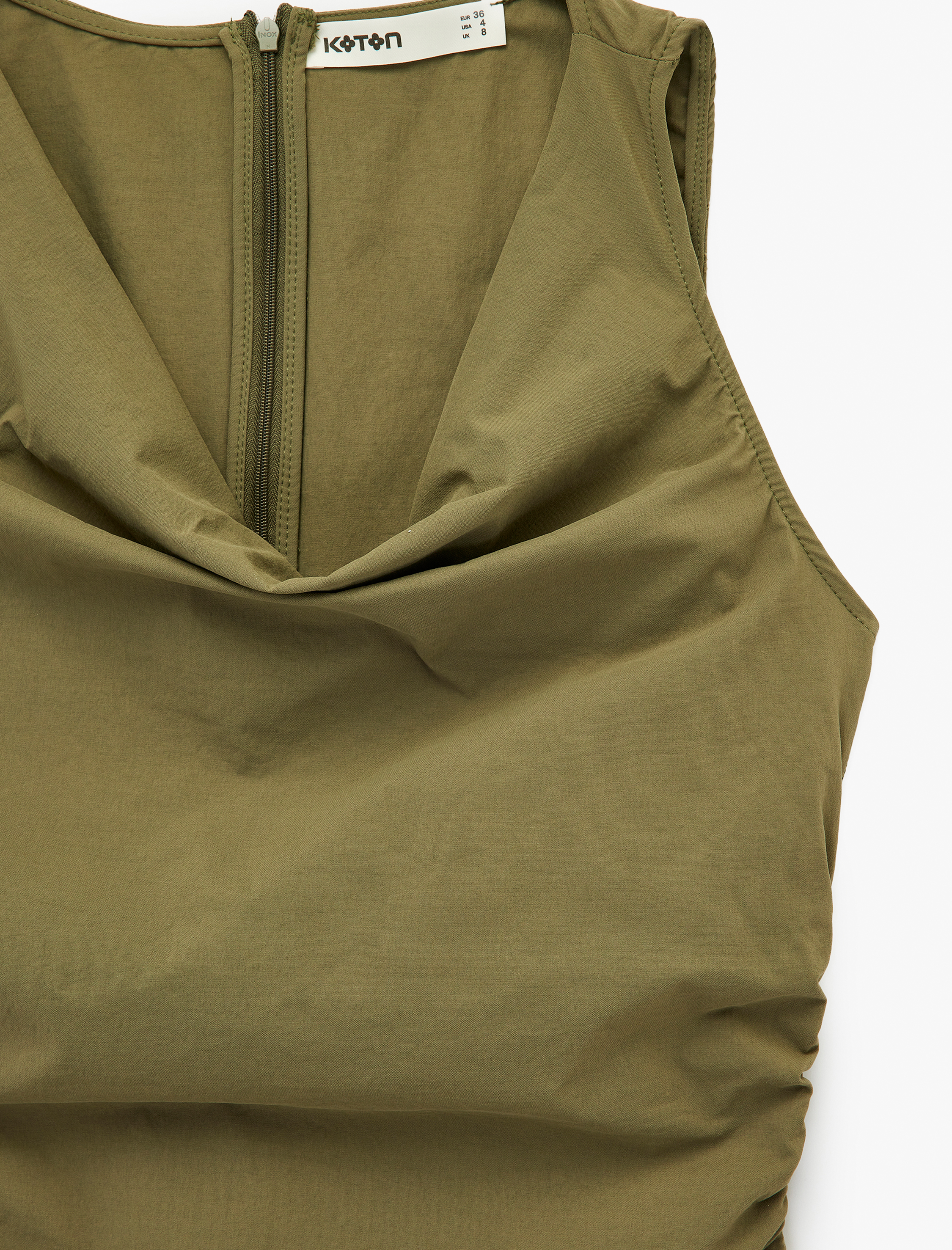   Paraşüt Kumaş Büzgülü Degaje Yaka Kolsuz Bluz