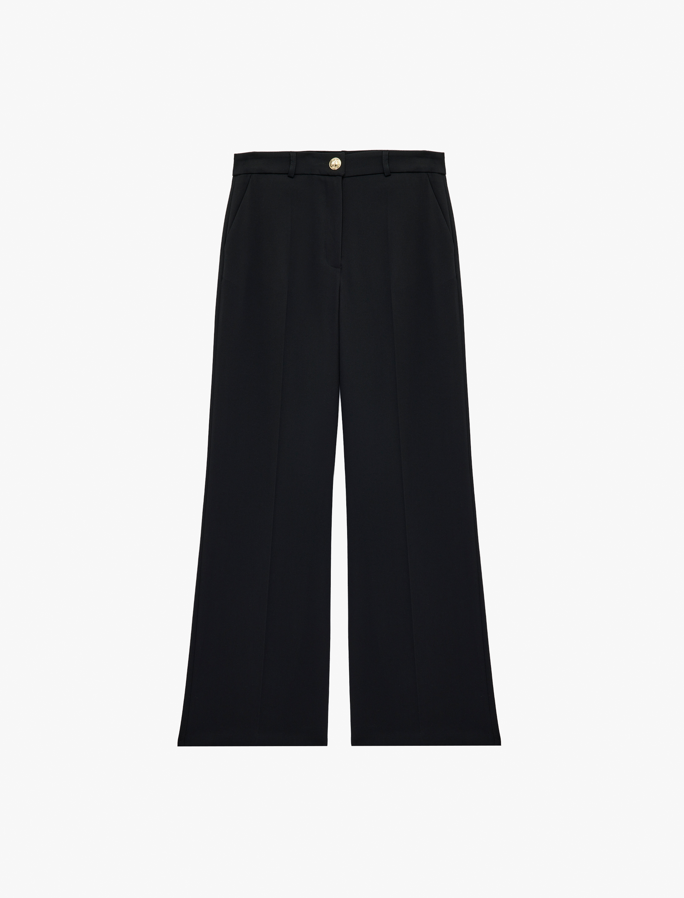   Metal Aksesuarlı Yüksek Bel Geniş Paça Pantolon