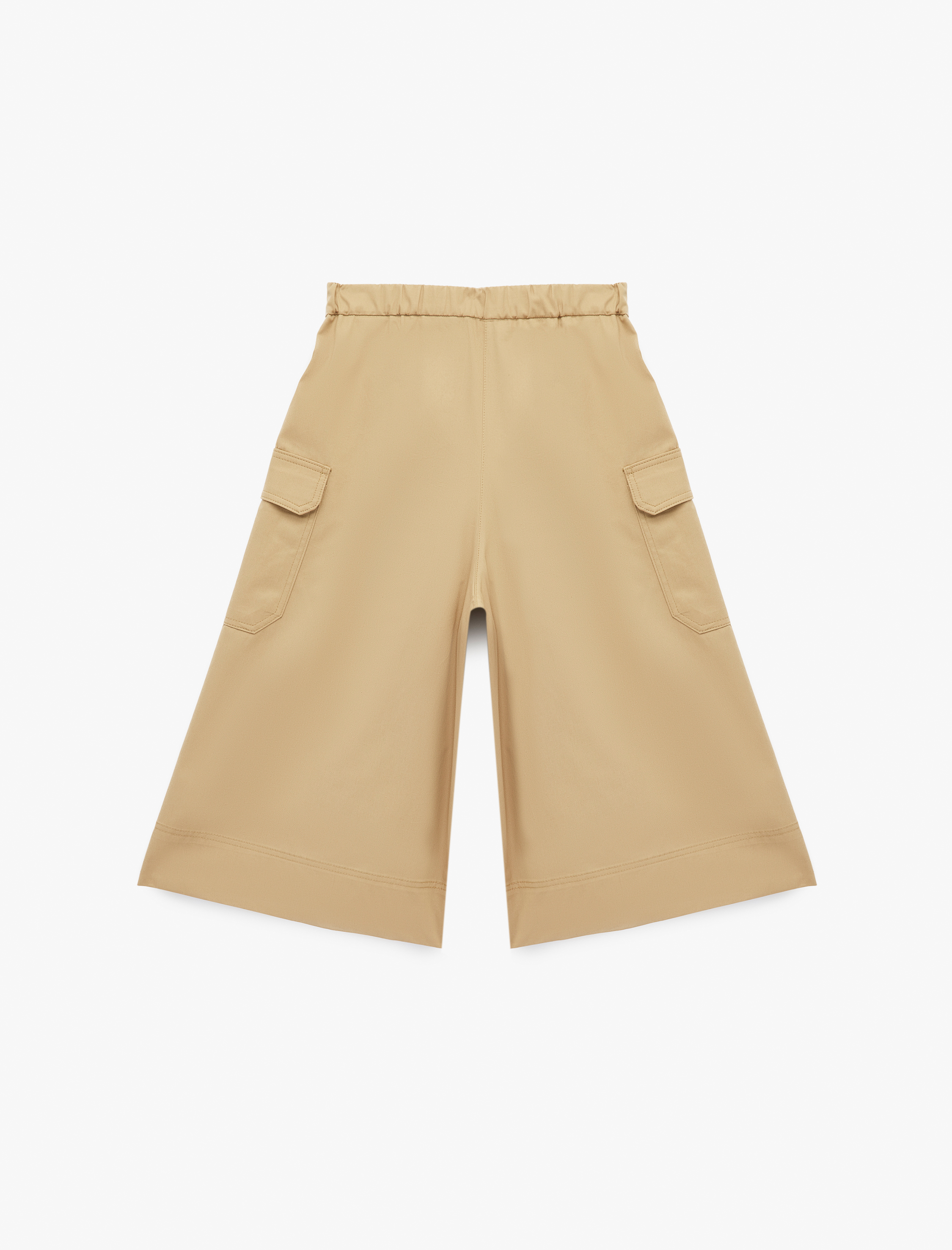   Kargo Cep Detaylı Pileli Gabardin Geniş Paça Bermuda Pantolon Şort