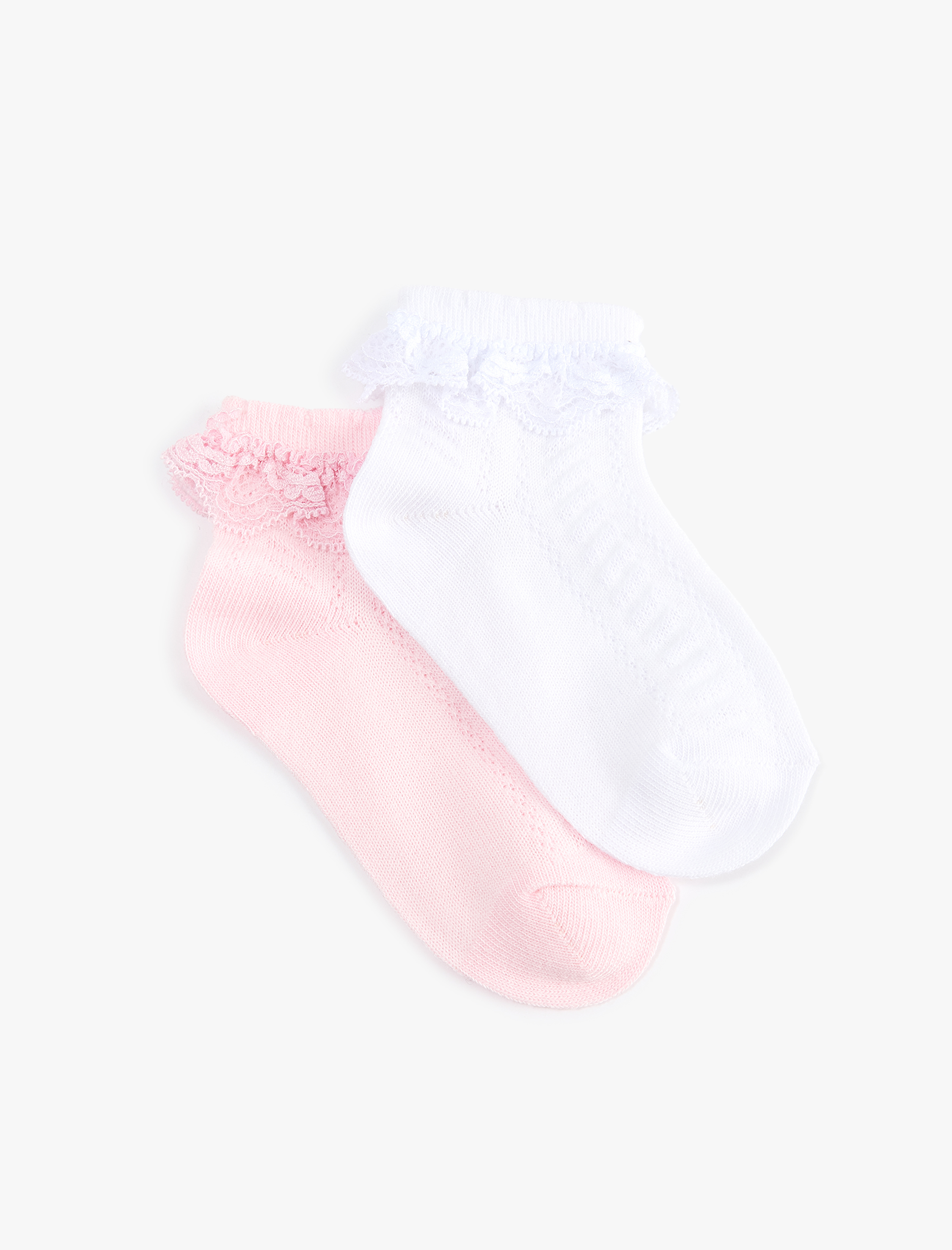  Kız Bebek Dantelli Dokulu 2'li Çorap