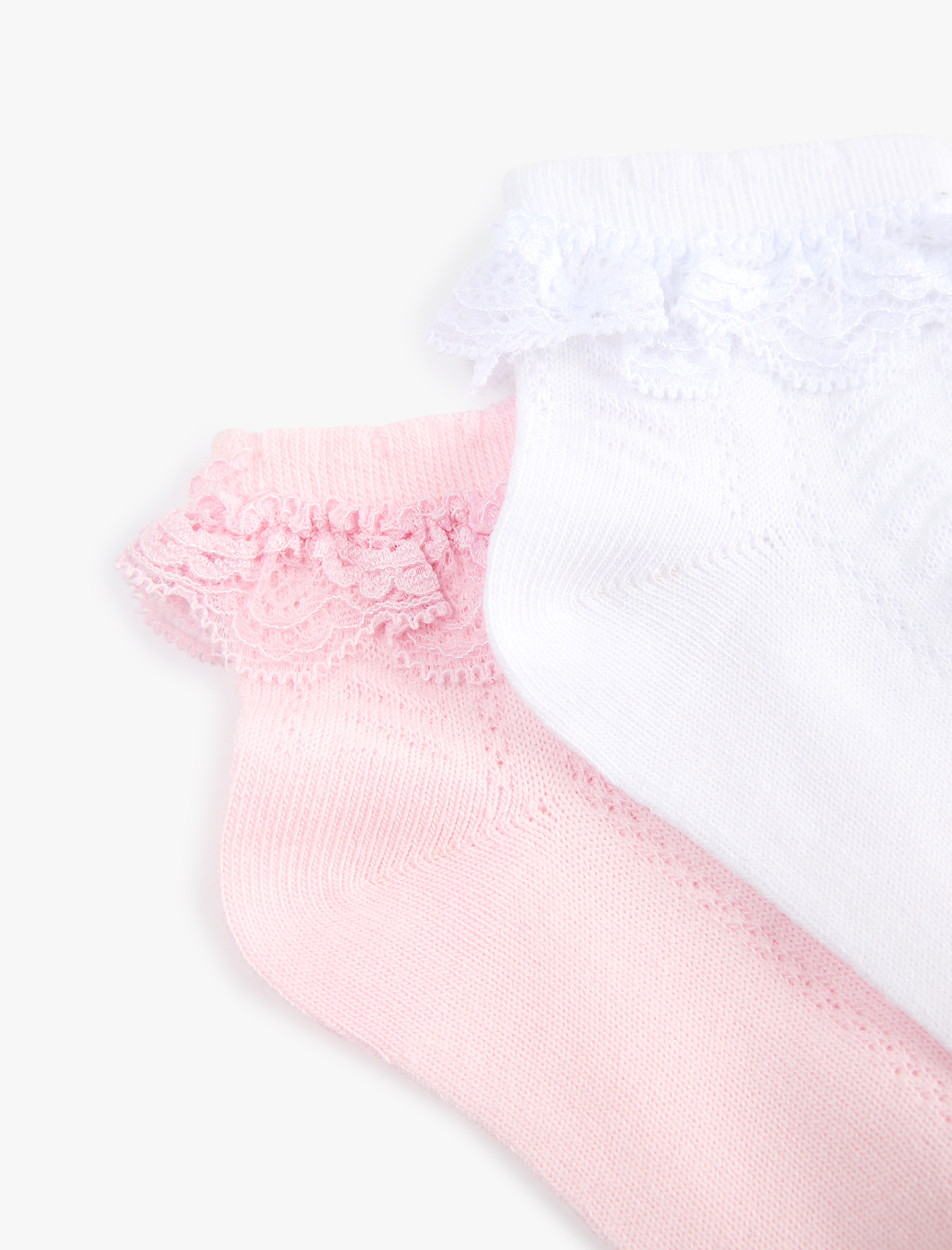  Kız Bebek Dantelli Dokulu 2'li Çorap