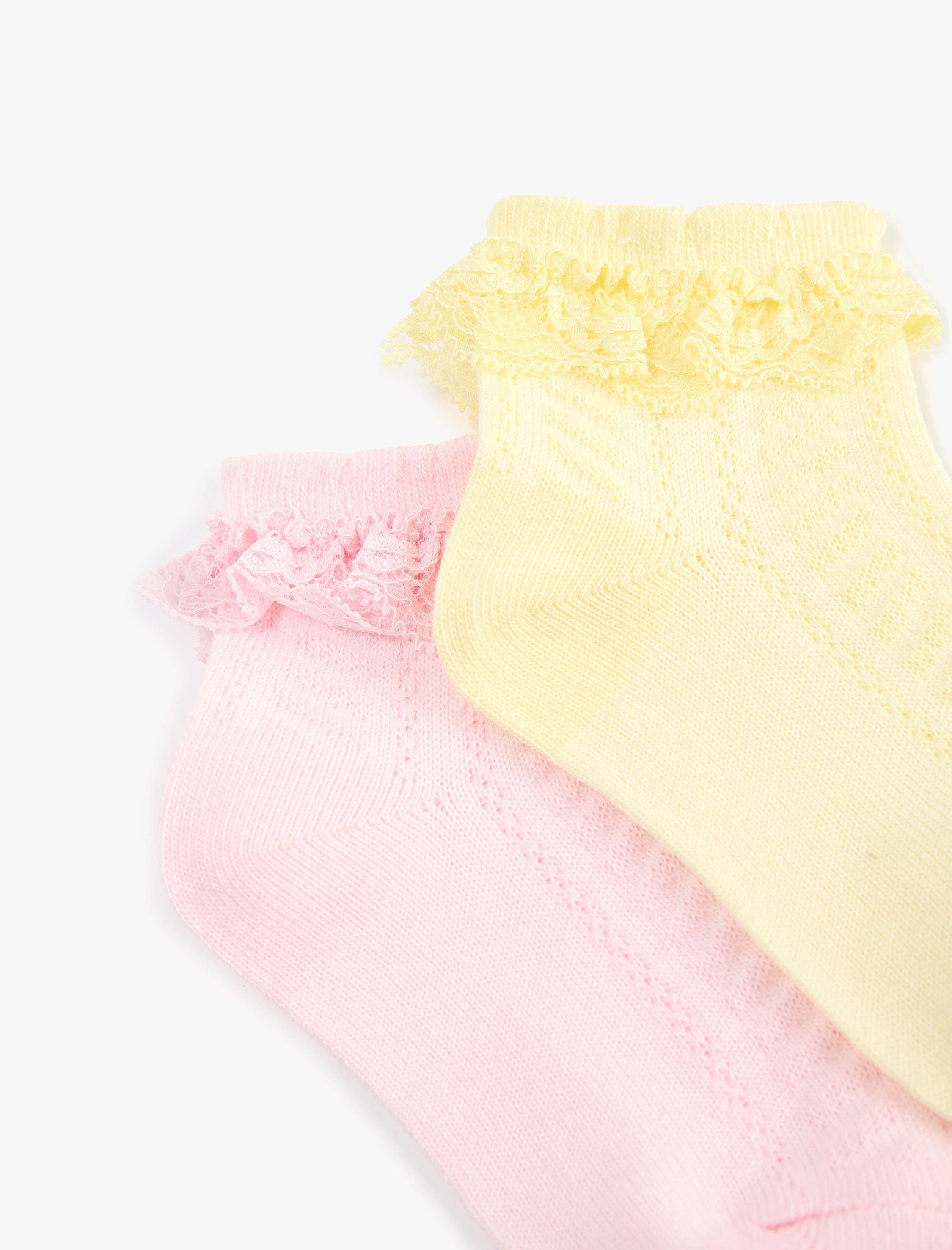  Kız Bebek Dantelli Dokulu 2'li Çorap