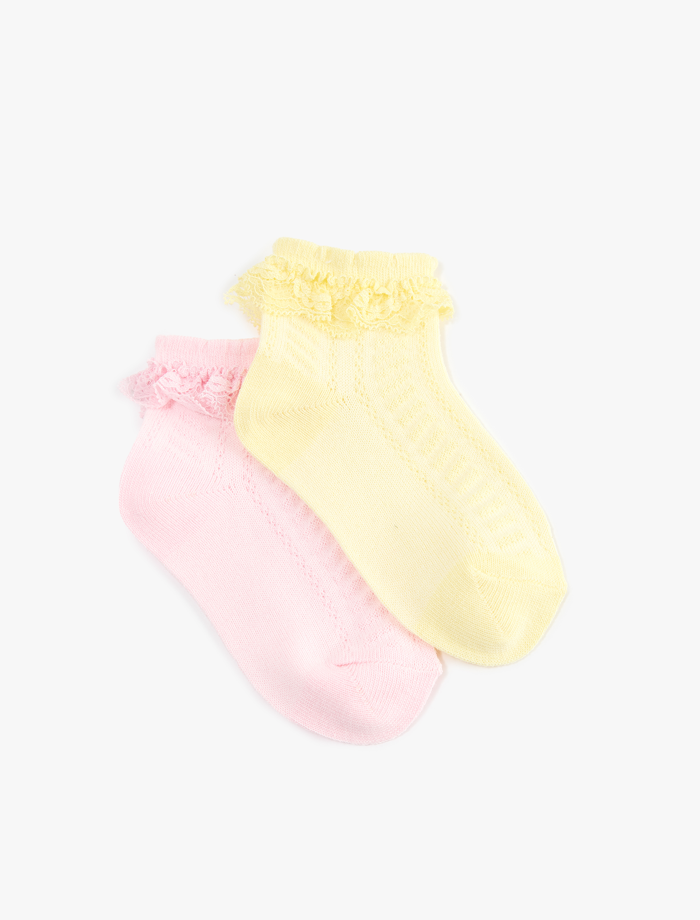  Kız Bebek Dantelli Dokulu 2'li Çorap