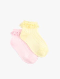 Dantelli Dokulu 2'li Çorap