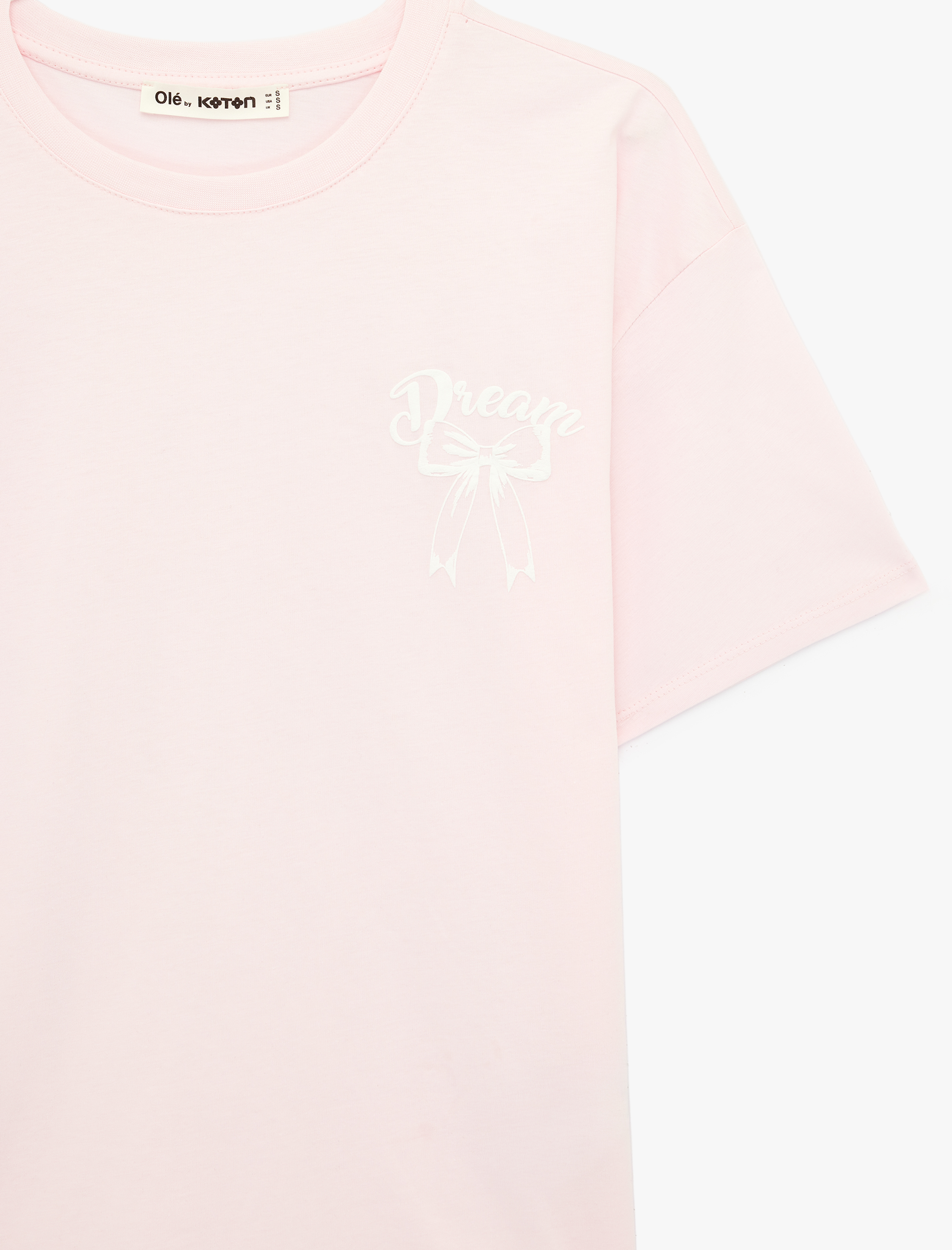   Rahat Kalıp Kısa Kollu Bisiklet Yaka Pamuklu Arkası Baskılı Tişört