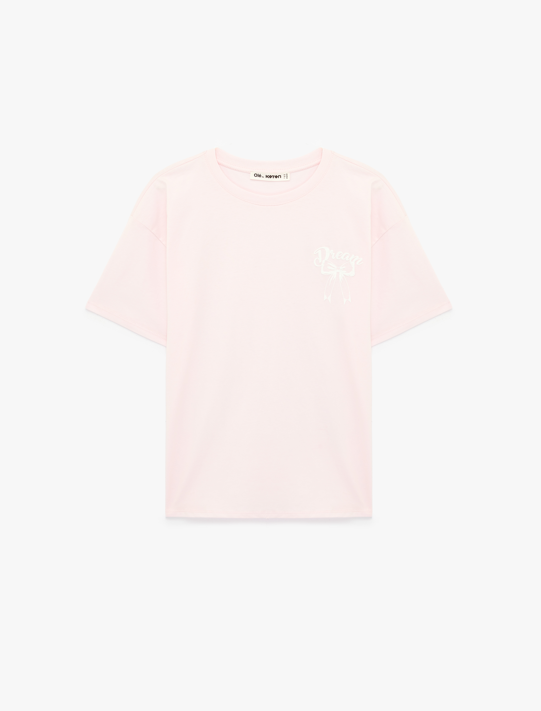   Rahat Kalıp Kısa Kollu Bisiklet Yaka Pamuklu Arkası Baskılı Tişört