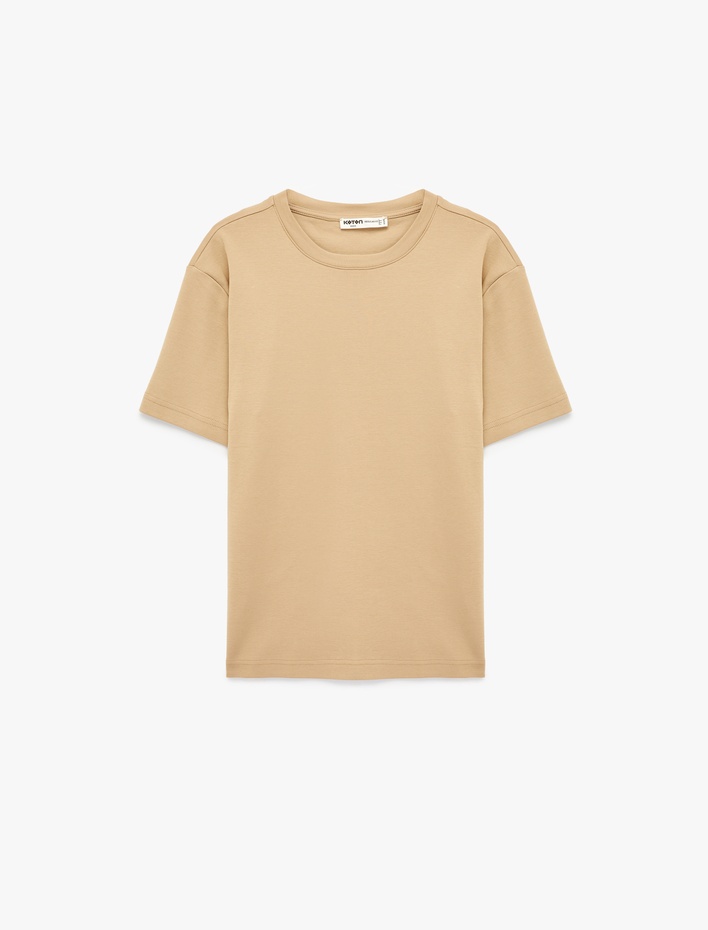  Regular Fit Kısa Kollu Pamuklu Bisiklet Yaka Tişört