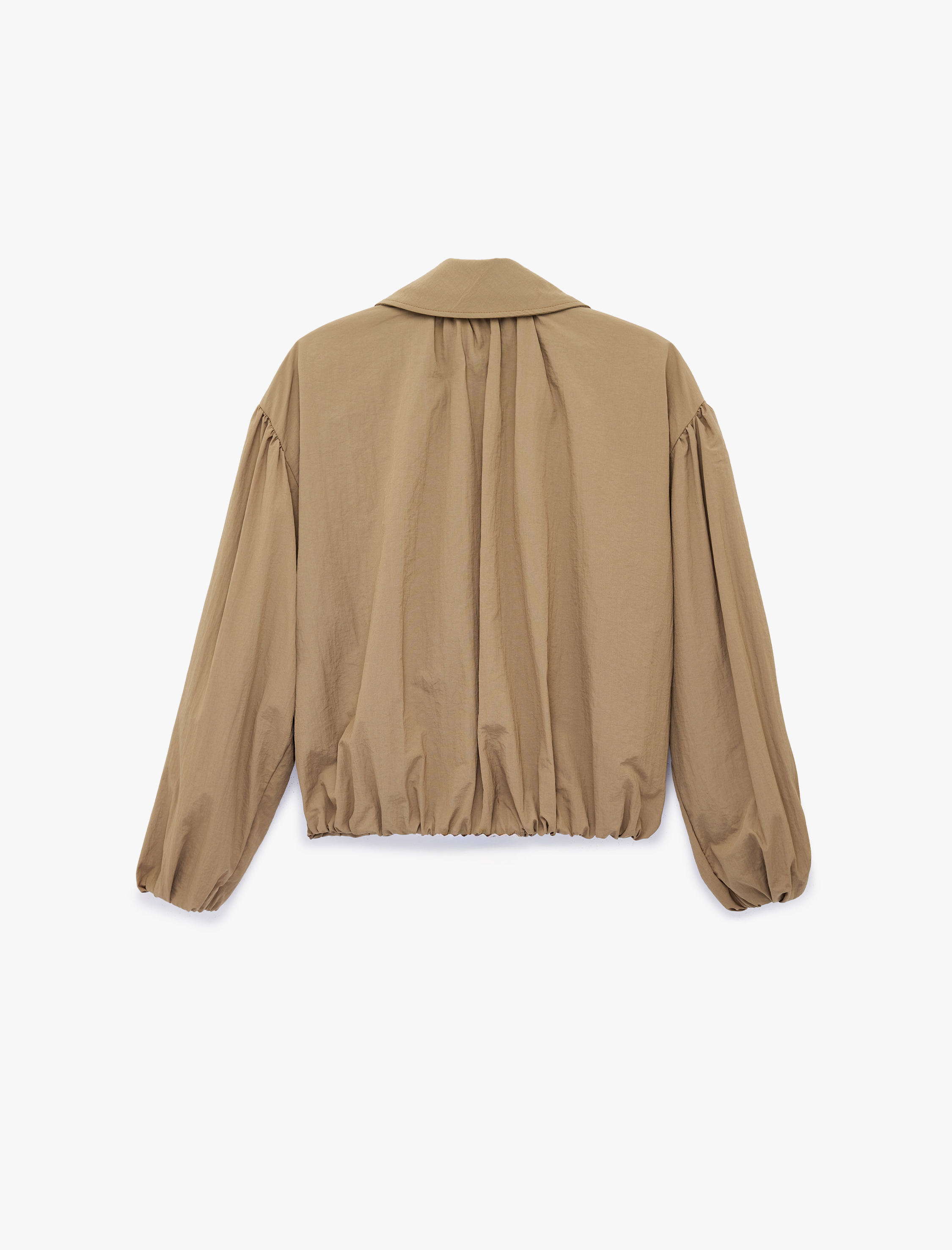   Fermuarlı Klasik Yaka Uzun Kollu Crop Ceket