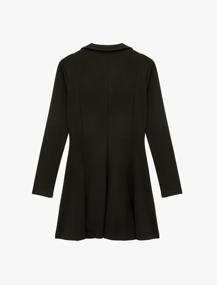  Slim Fit Uzun Kollu Mini Polo Yaka Elbise