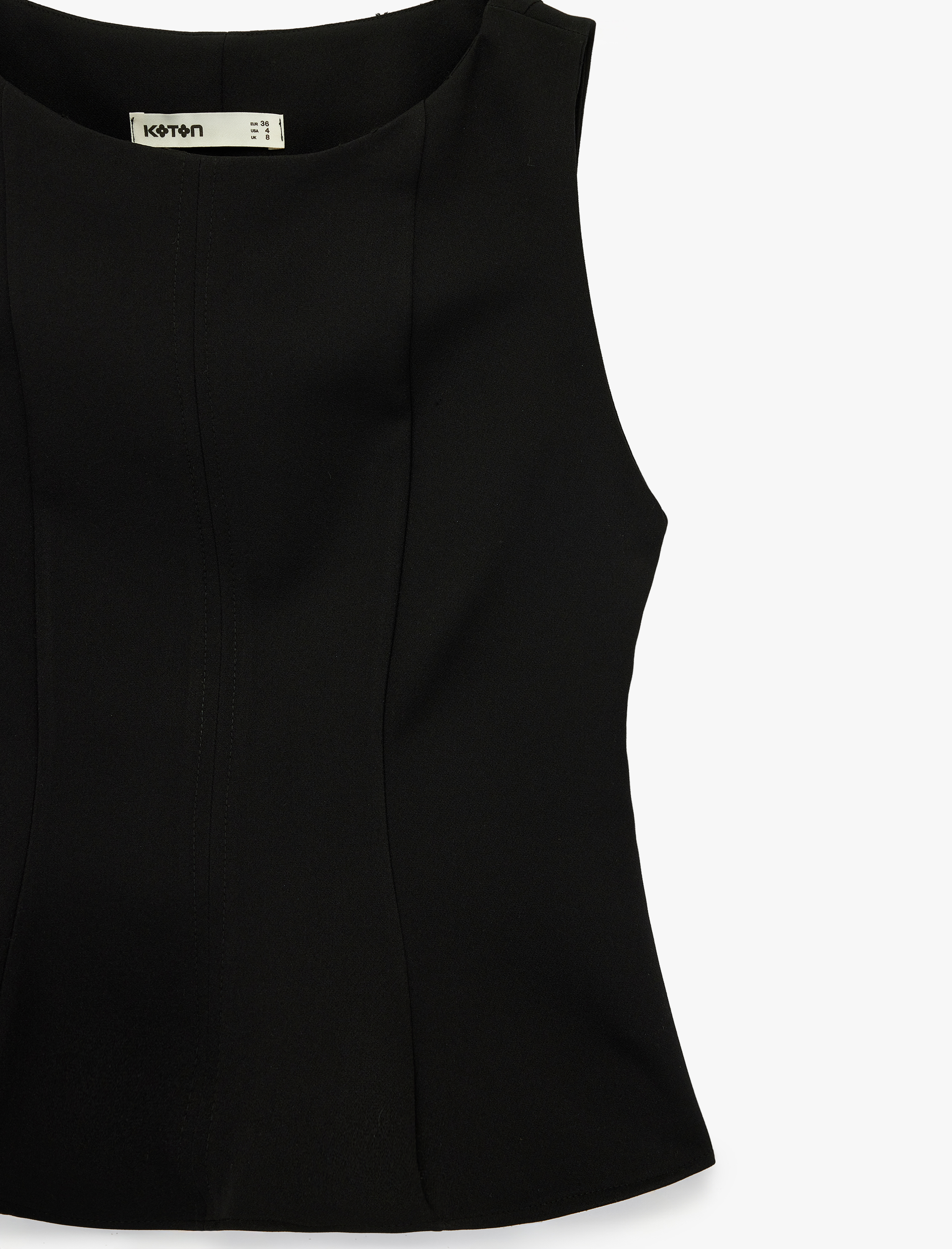   Slim Fit Bisiklet Yaka Peplum Kesim Kolsuz Bluz