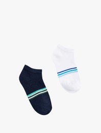 Çok Renkli Çizgili 2'li Çorap