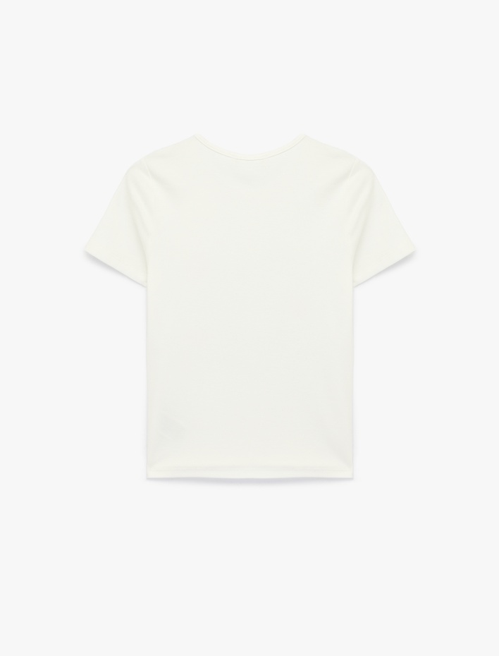  Slim Fit Kısa Kollu Baskılı Bisiklet Yaka Pamuklu Tişört