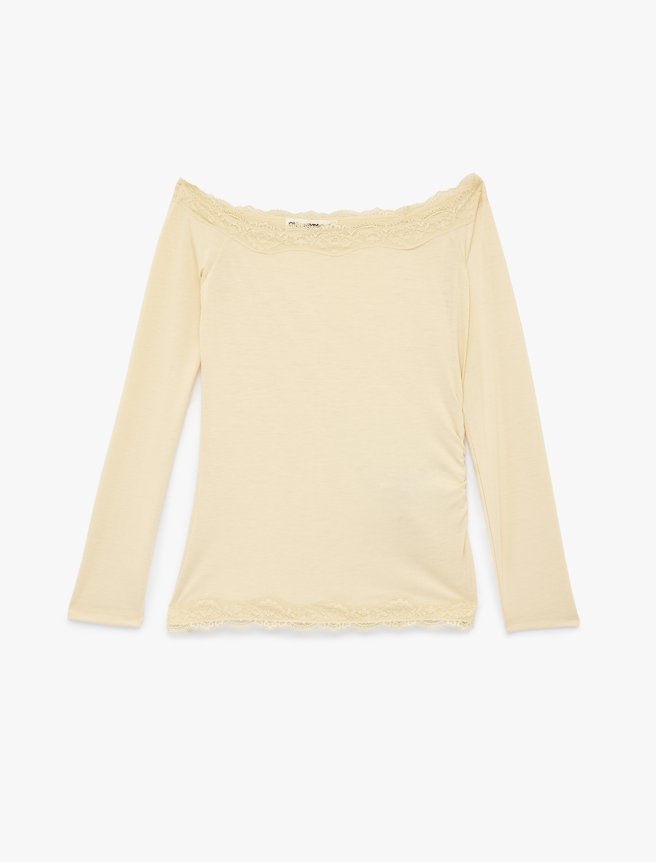   Asimetrik Yaka Uzun Kollu Slim Fit Bluz