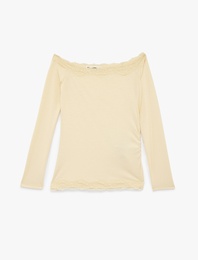 Asimetrik Yaka Uzun Kollu Slim Fit Bluz