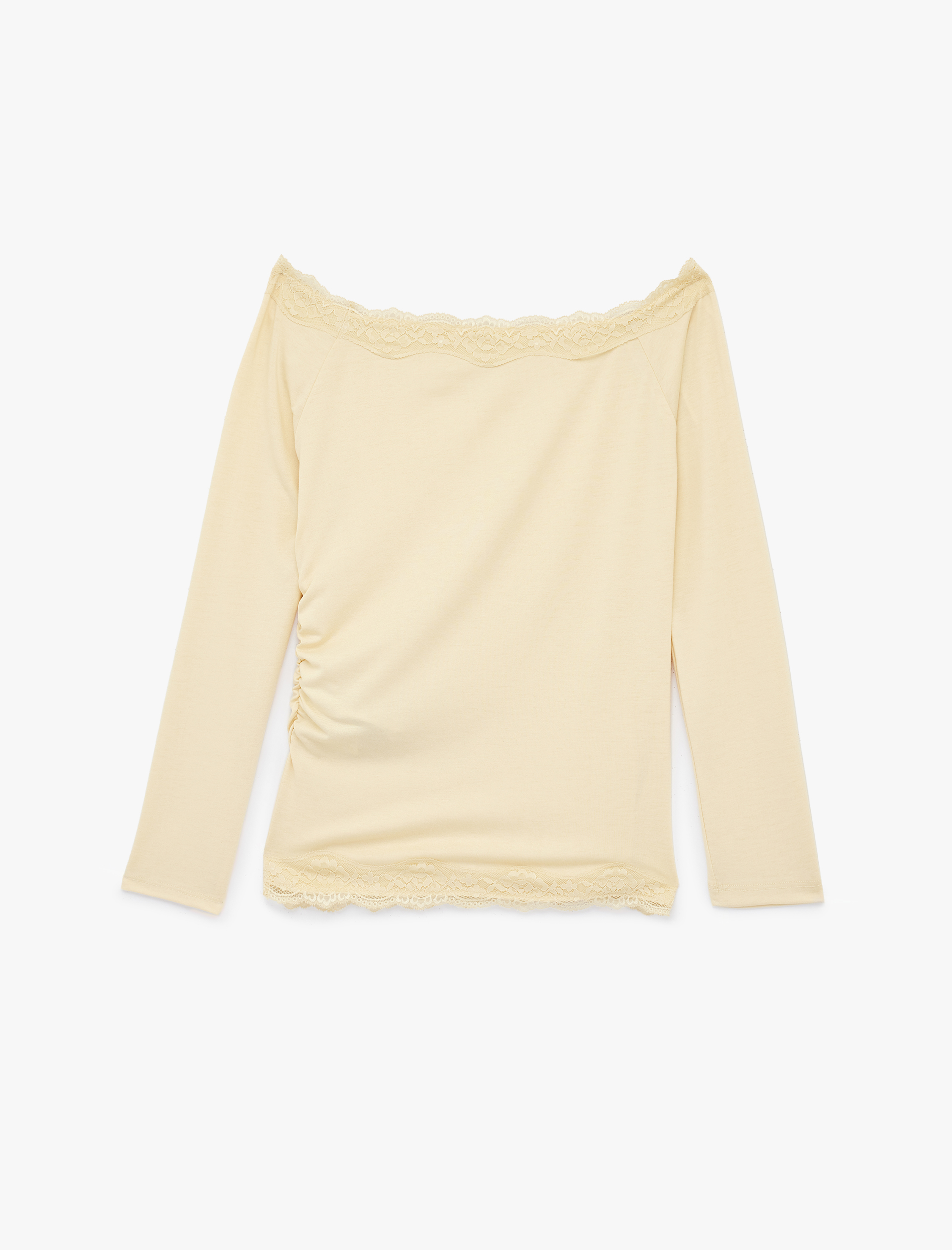   Asimetrik Yaka Uzun Kollu Slim Fit Bluz