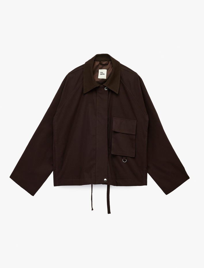  Regular Fit Uzun Kollu Klasik Yaka Fermuarlı Ceket