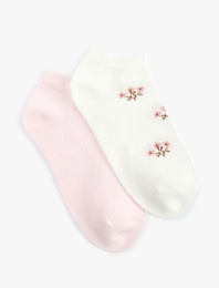 Çok Renkli Çiçekli 2'li Çorap