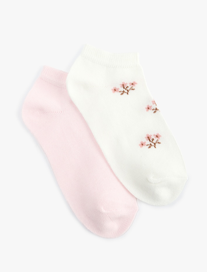 Kız Çocuk Çok Renkli Çiçekli 2'li Çorap