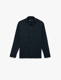 Regular Fit Viskon Karışımlı Çıtçıt Düğmeli Klasik Yaka Uzun Kollu Gömlek