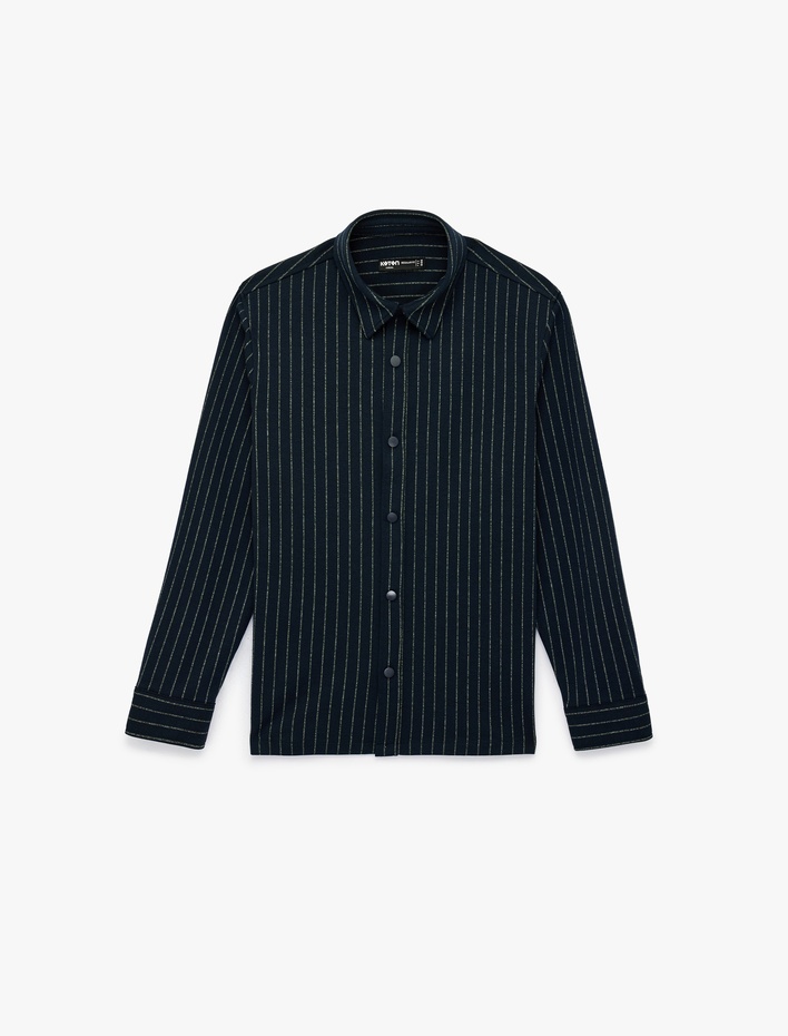  Regular Fit Viskon Karışımlı Çıtçıt Düğmeli Klasik Yaka Uzun Kollu Gömlek