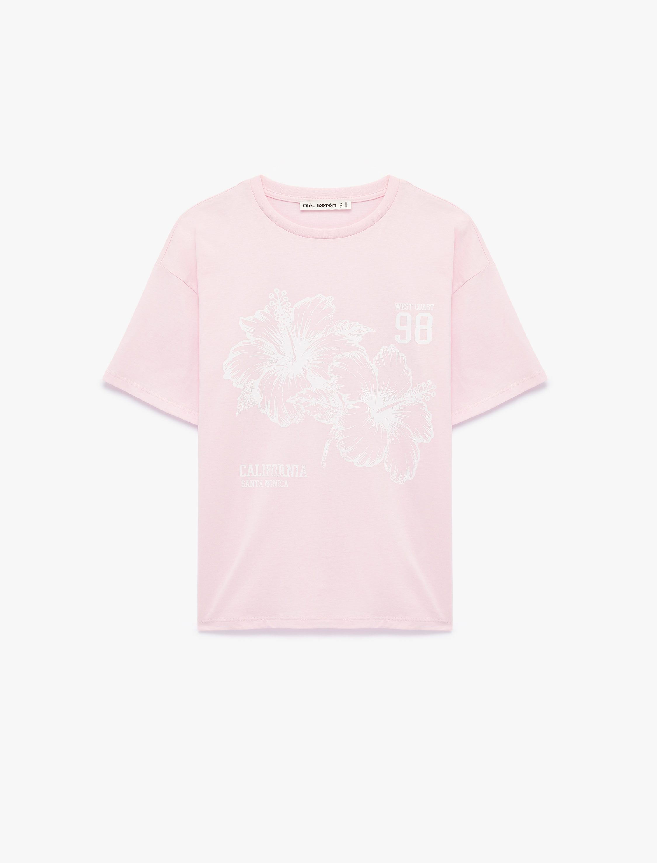   Rahat Kalıp Kısa Kollu Bisiklet Yaka Pamuklu Tişört