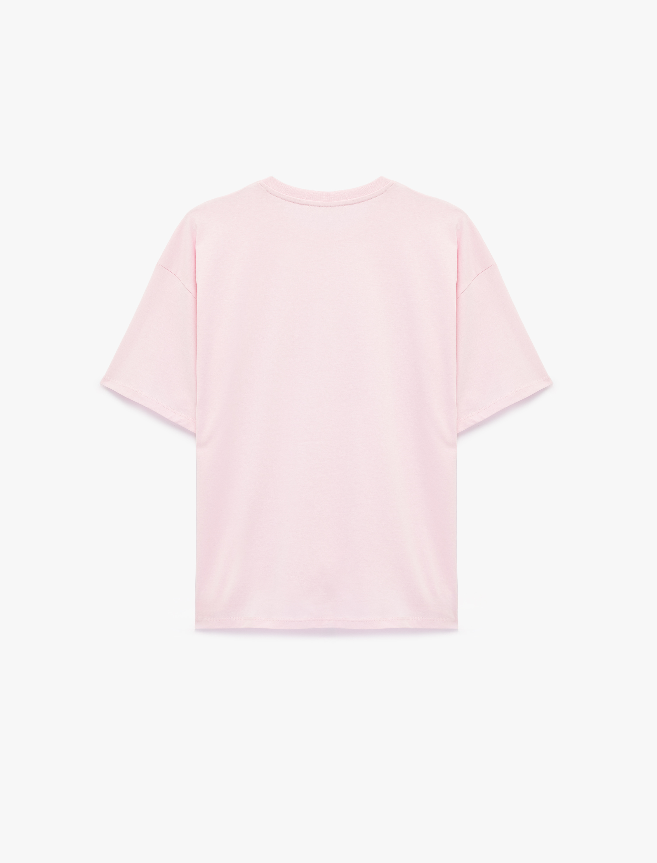   Rahat Kalıp Kısa Kollu Bisiklet Yaka Pamuklu Tişört