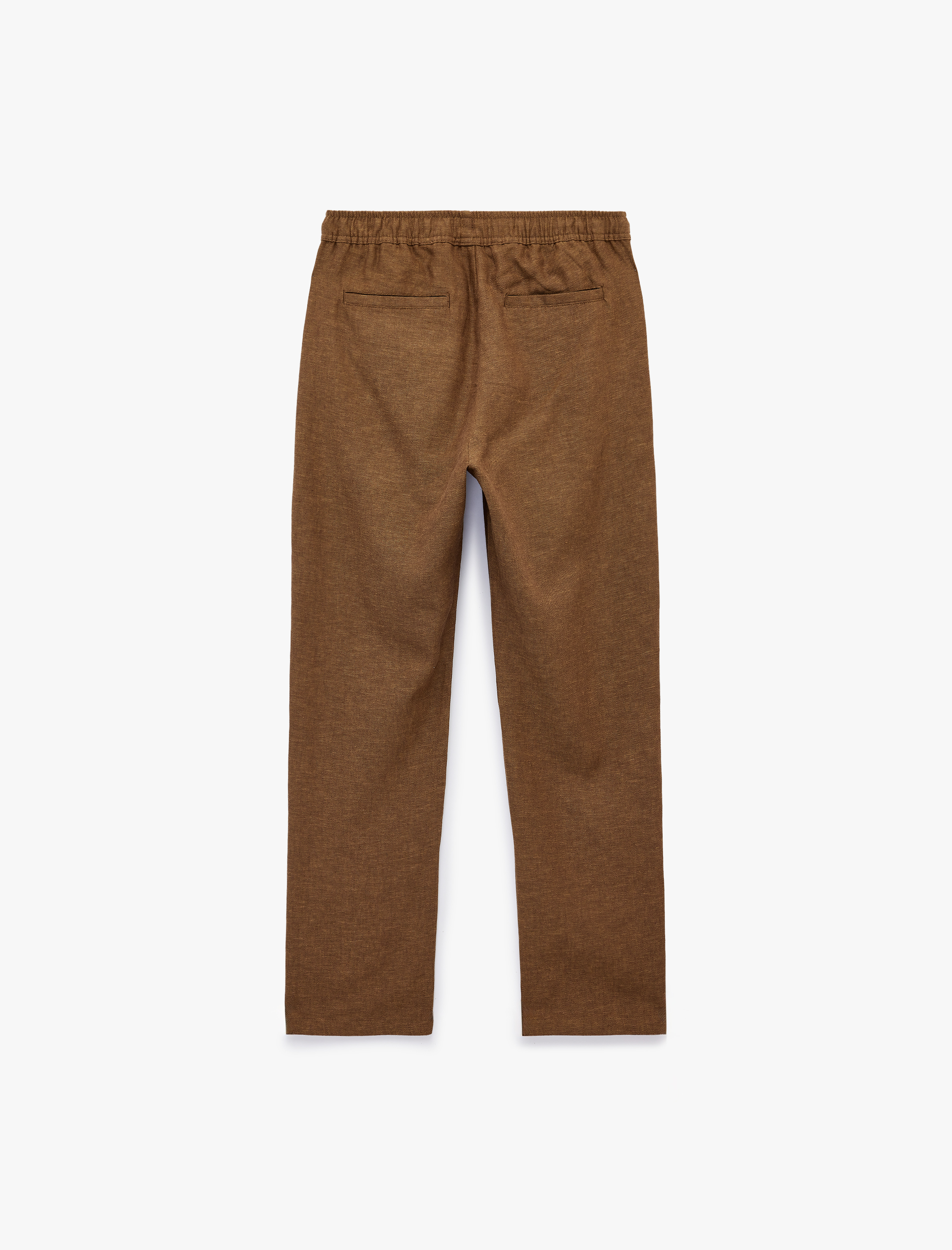   Straight Fit Cepli Pamuk Keten Karışımlı Beli Bağcıklı Pantolon