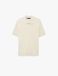 Regular Fit Viskon Polo Yaka Kısa Kollu Triko Tişört